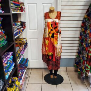 Red and yellow Ankara dress