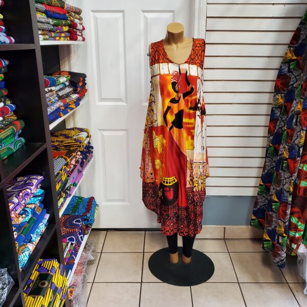 Red and yellow Ankara dress