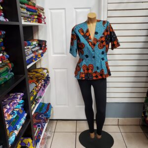 Blue Ankara blouse