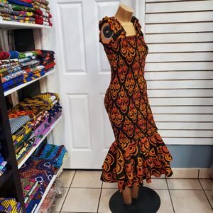 Brown & black feathered native dress