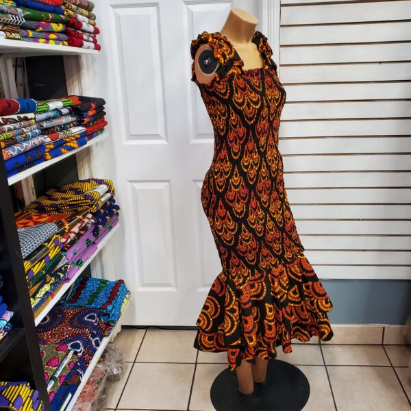 Brown & black feathered native dress