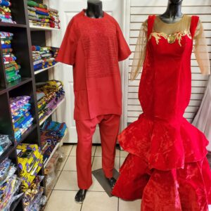 Red ruffled dress