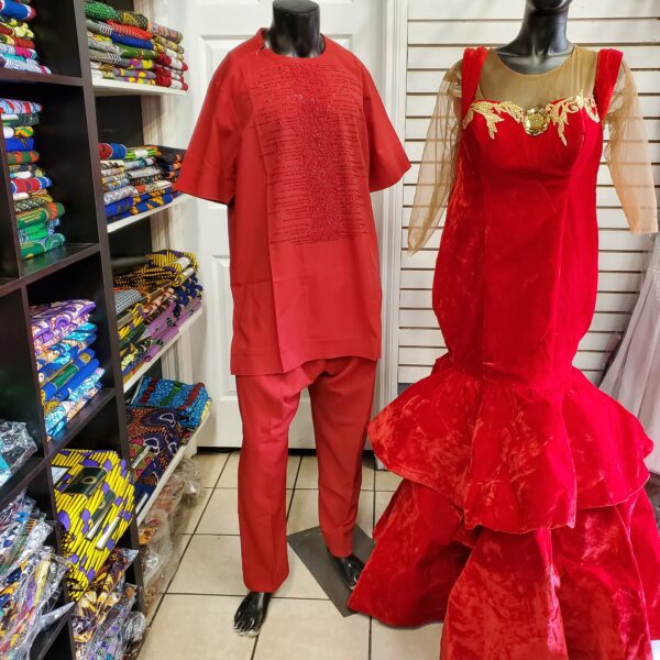 Red ruffled dress