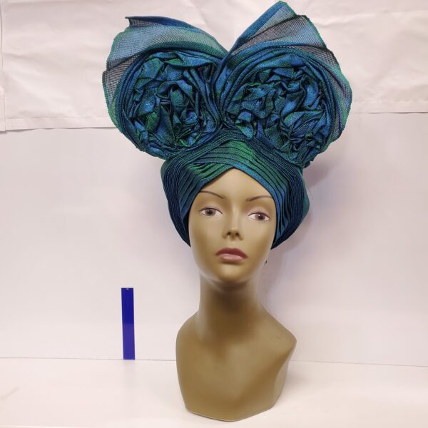 Blue gele headwrap - Image 3