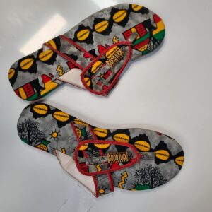 Colorful patterned slip-on sandals