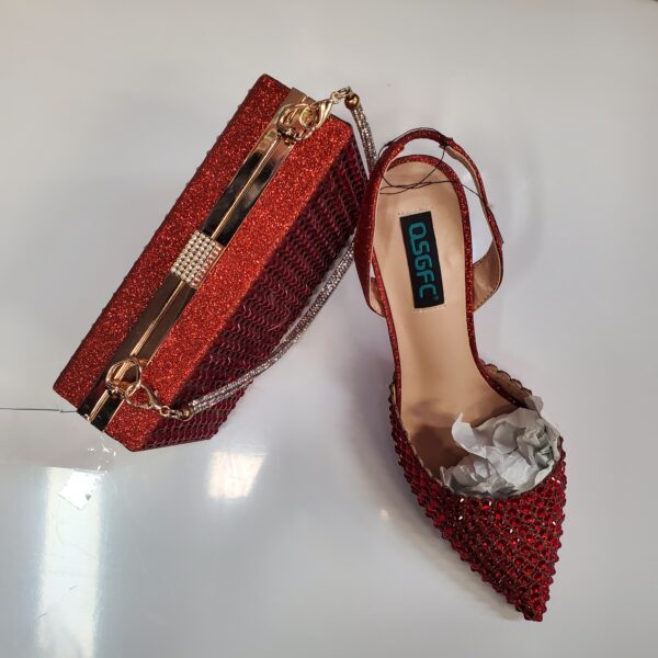 Red heels and clutch